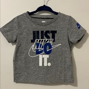NIKE Infant 12mo Short Sleeve Graphic Tee Just Do It Swoosh Gray Blue  EUC